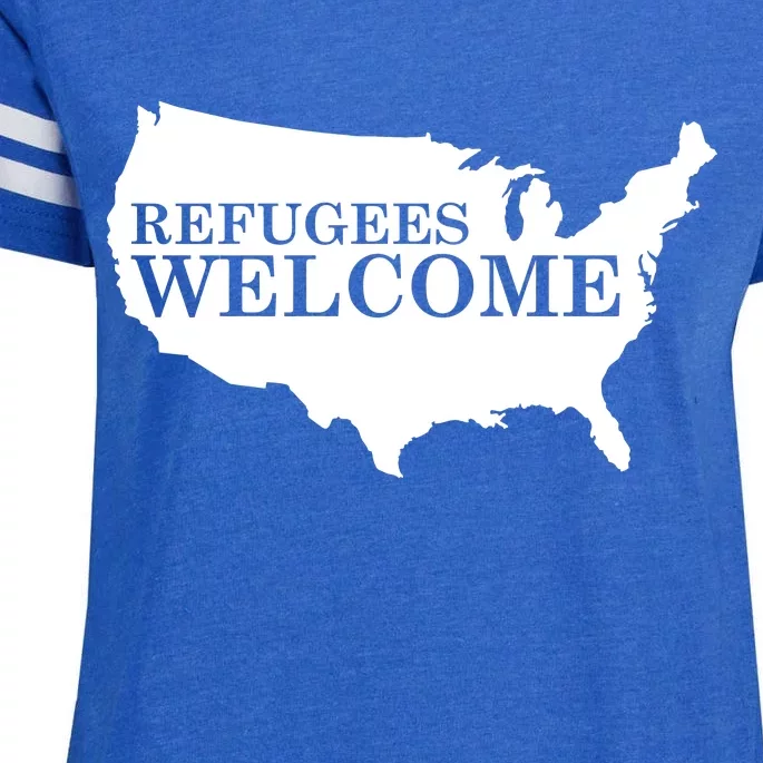 Refugees Welcome in the USA Country Anti Travel Ban Enza Ladies Jersey Football T-Shirt