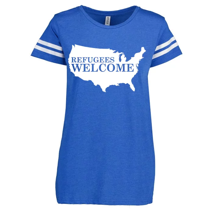 Refugees Welcome in the USA Country Anti Travel Ban Enza Ladies Jersey Football T-Shirt