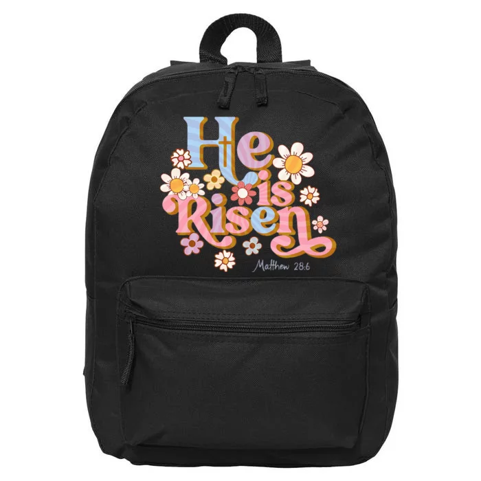 Retro Easter Groovy He Is Risen Christian 16 in Basic Backpack