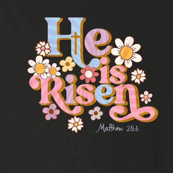 Retro Easter Groovy He Is Risen Christian Toddler Long Sleeve Shirt