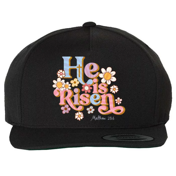 Retro Easter Groovy He Is Risen Christian Wool Snapback Cap