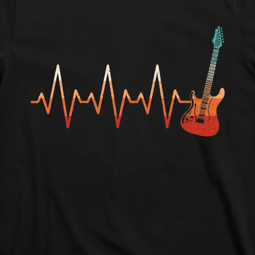 Retro Electric Guitar Heartbeat Guitarist Rock Music Band T-Shirt