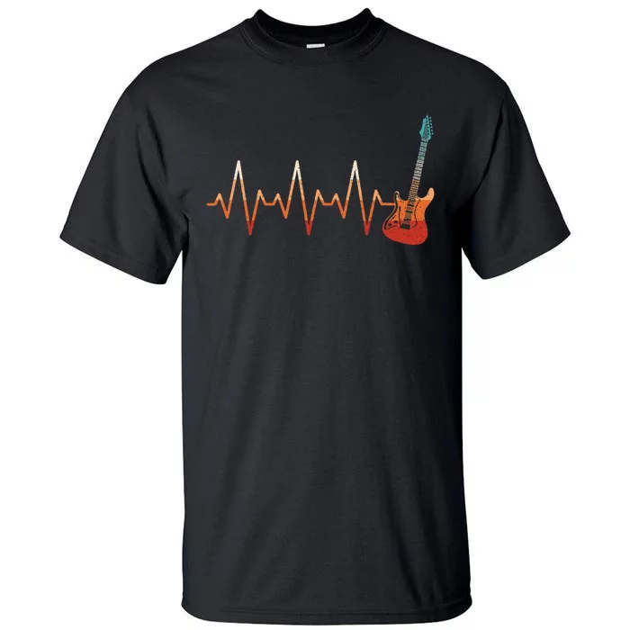 Retro Electric Guitar Heartbeat Guitarist Rock Music Band Tall T-Shirt