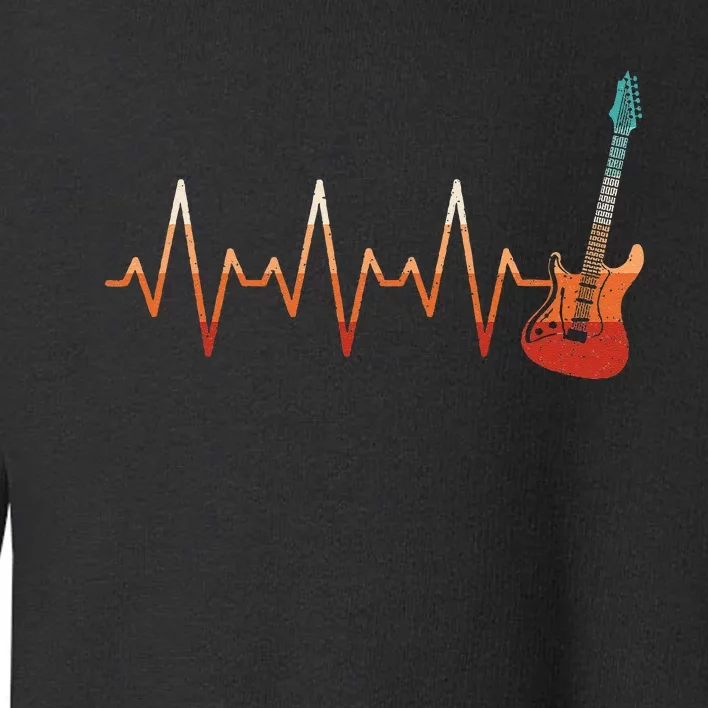 Retro Electric Guitar Heartbeat Guitarist Rock Music Band Toddler Sweatshirt