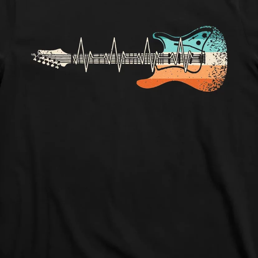 Retro Electric Guitar Heartbeat Rock Musician Guitarist T-Shirt