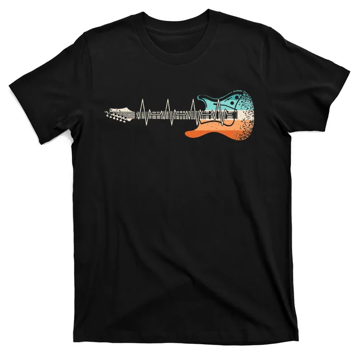 Retro Electric Guitar Heartbeat Rock Musician Guitarist T-Shirt