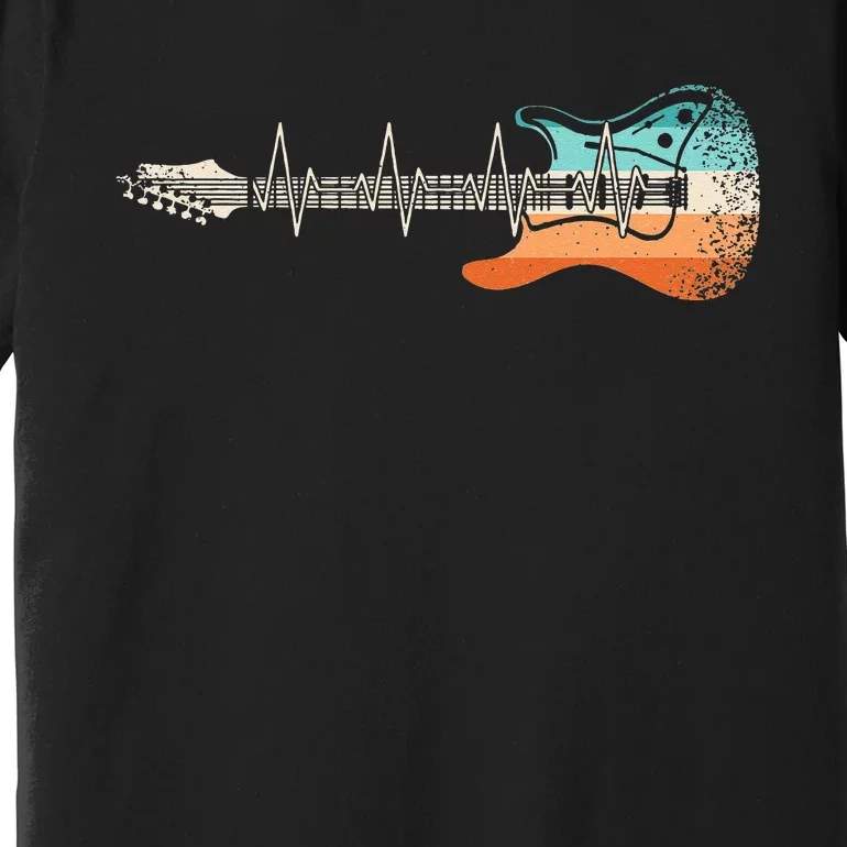 Retro Electric Guitar Heartbeat Rock Musician Guitarist Premium T-Shirt