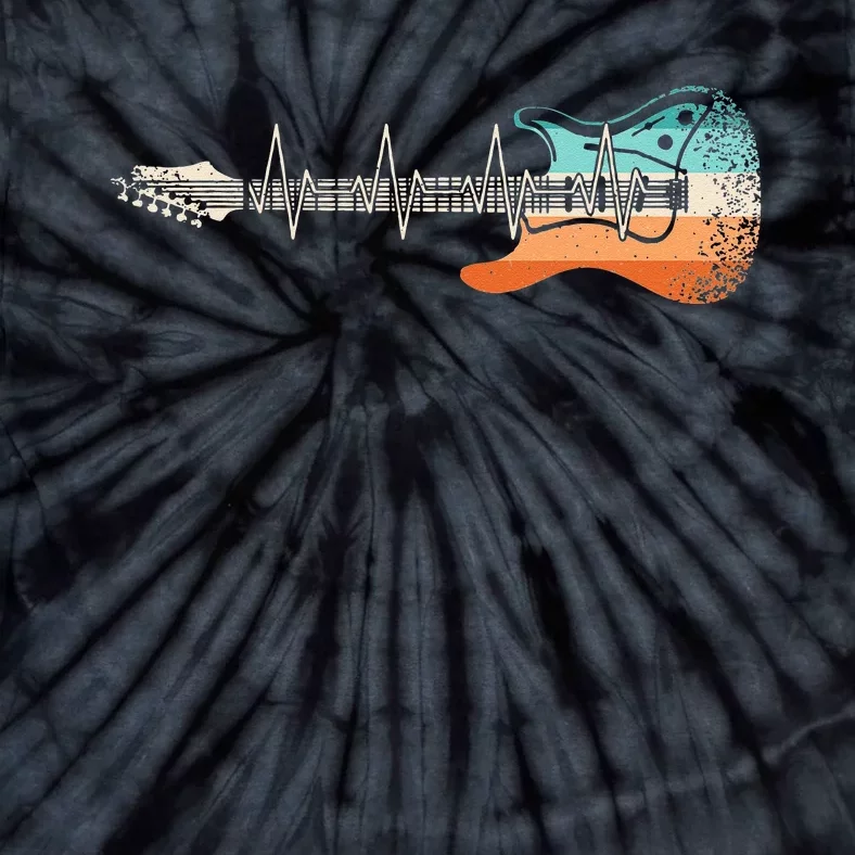 Retro Electric Guitar Heartbeat Rock Musician Guitarist Tie-Dye T-Shirt