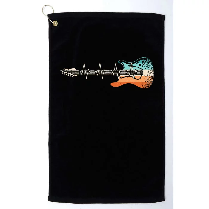 Retro Electric Guitar Heartbeat Rock Musician Guitarist Platinum Collection Golf Towel