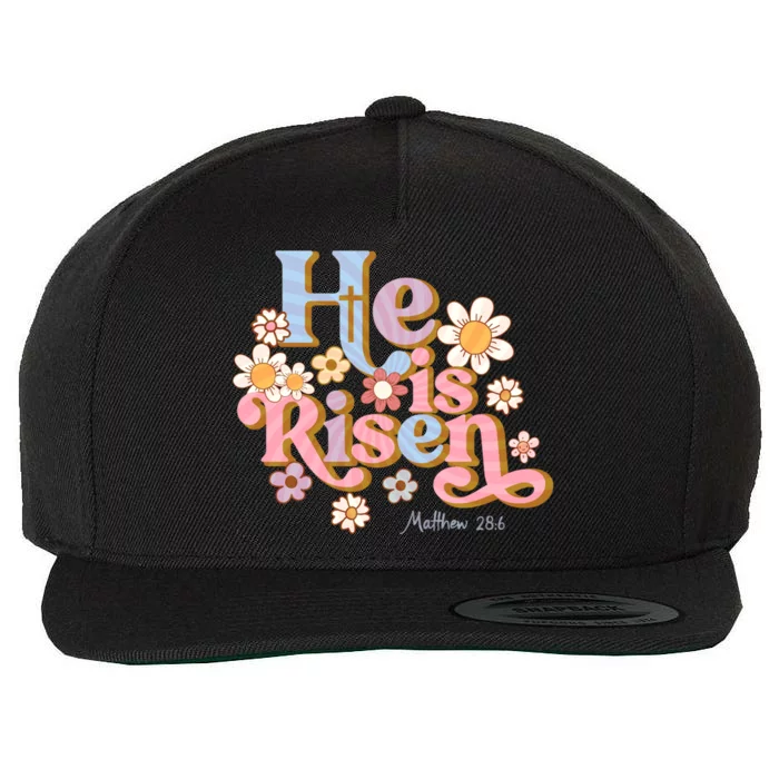 Retro Easter Groovy He Is Risen Christian Gift Wool Snapback Cap