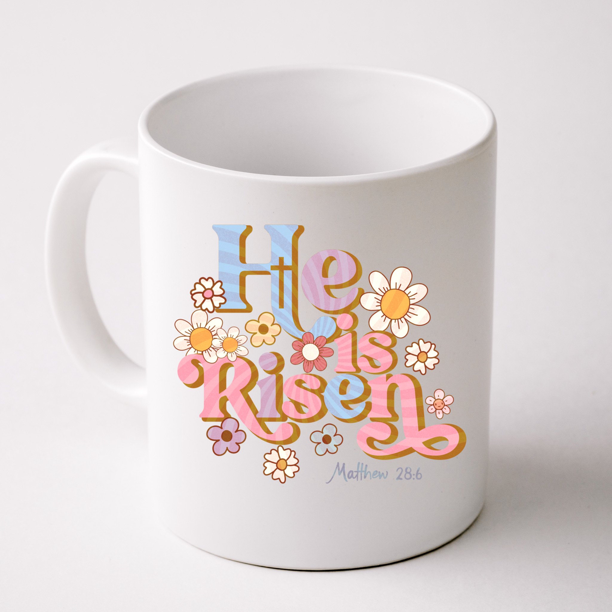 Retro Easter Groovy He Is Risen Christian Gift Front & Back Coffee Mug ...