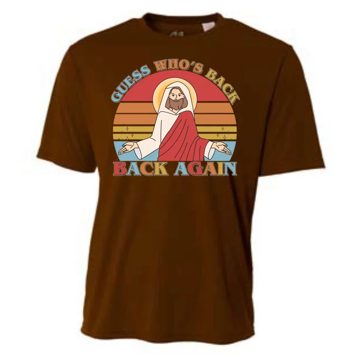 Retro Easter Guess Who Back Again Jesus Resurrection Cooling Performance Crew T-Shirt