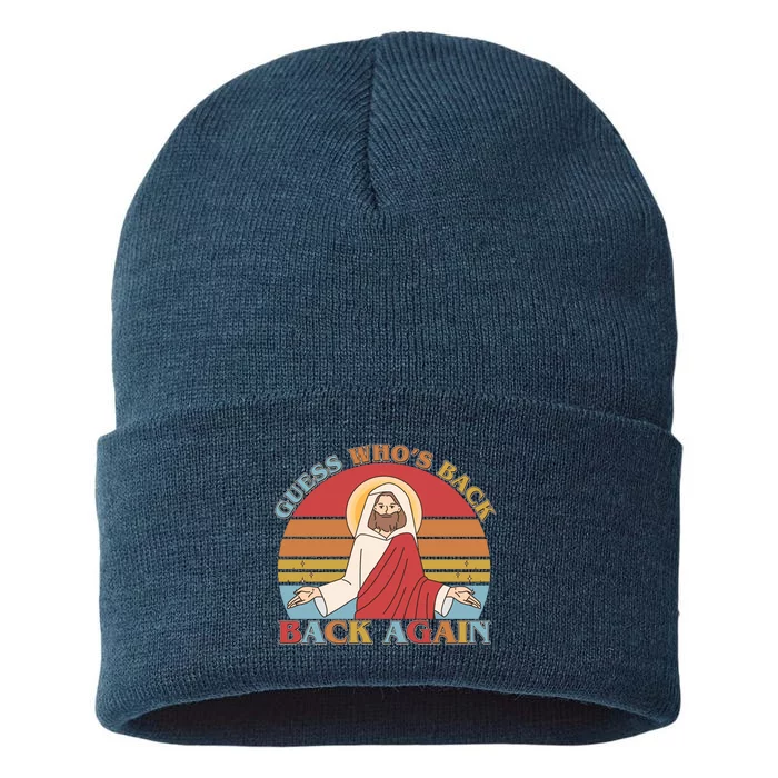 Retro Easter Guess Who Back Again Jesus Resurrection Sustainable Knit Beanie