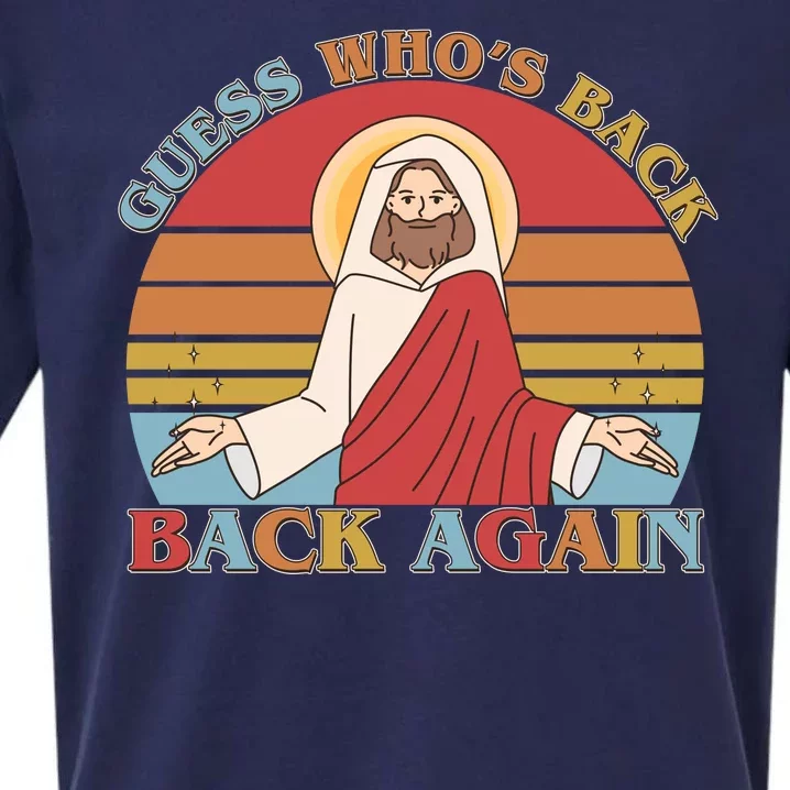 Retro Easter Guess Who Back Again Jesus Resurrection Sueded Cloud Jersey T-Shirt