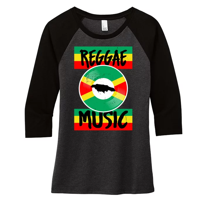 Reggae Music Jamaica Women's Tri-Blend 3/4-Sleeve Raglan Shirt