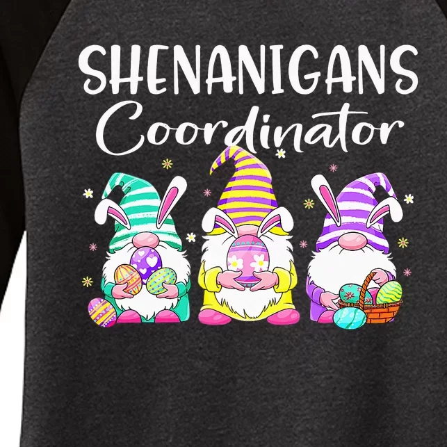 Rabbit Eggs Hunting Shenanigans Bunny Gnome Women's Tri-Blend 3/4-Sleeve Raglan Shirt