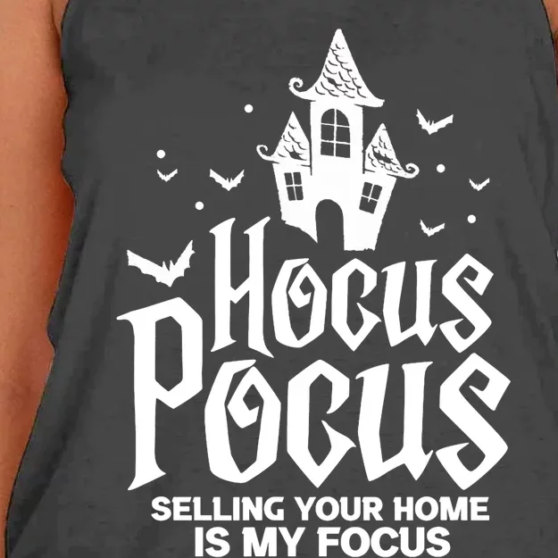 Real Estate _Hocus Pocus Selling Your Home Is My Focus Women's Knotted Racerback Tank