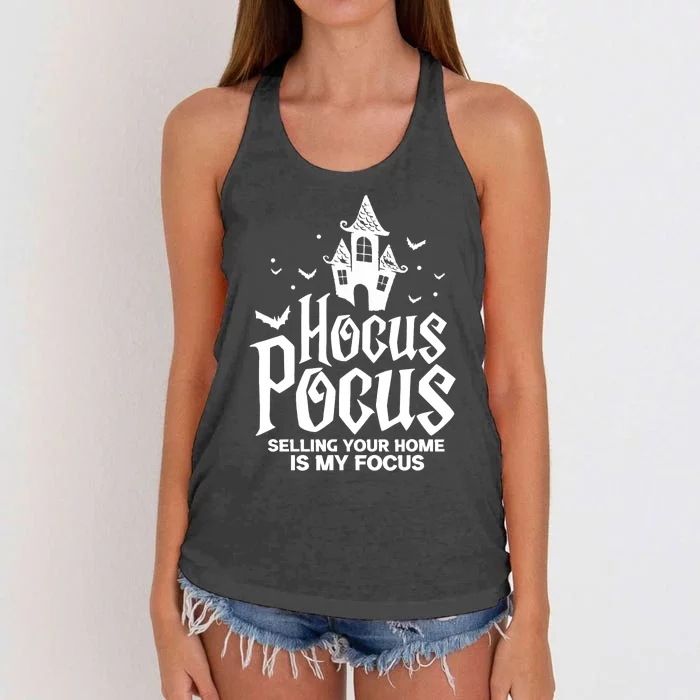 Real Estate _Hocus Pocus Selling Your Home Is My Focus Women's Knotted Racerback Tank