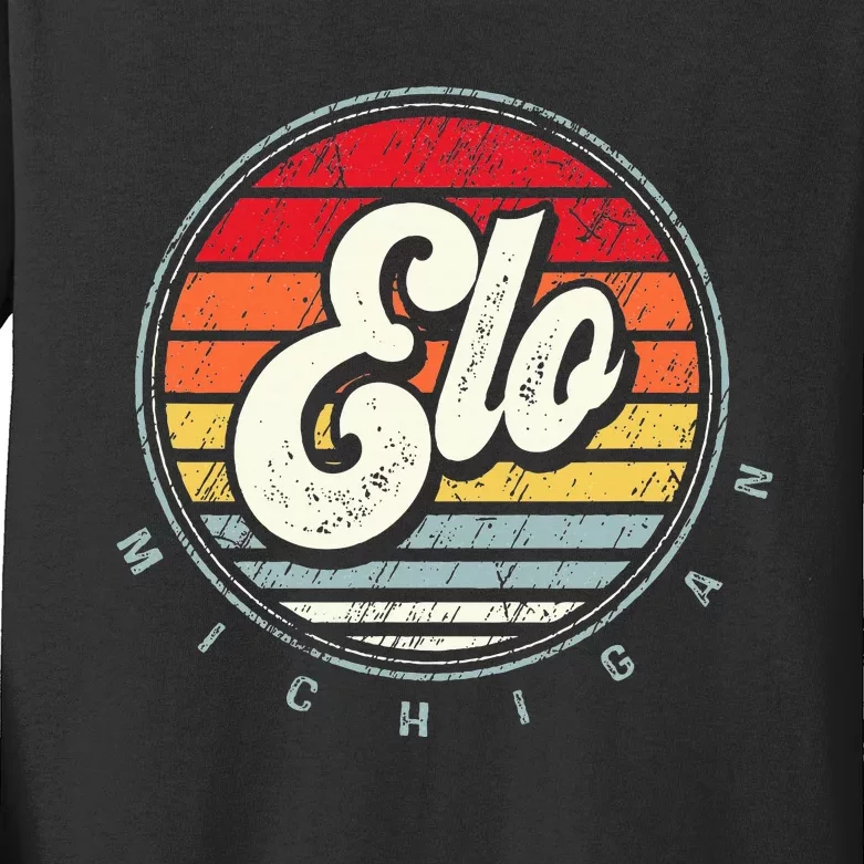 Retro Elo Home State Cool 70s Style Sunset Kids Long Sleeve Shirt