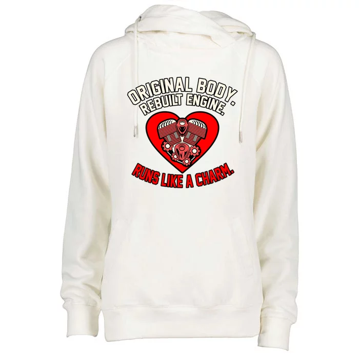 Rebuilt Engine Heart Disease Awareness Survivor Graphic Gift Womens Funnel Neck Pullover Hood