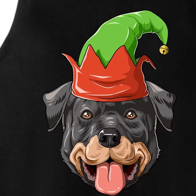 Rottweiler Elf Hat Christmas Rottweiler Gift Ladies Tri-Blend Wicking Tank