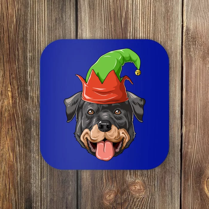 Rottweiler Elf Hat Christmas Rottweiler Gift Coaster