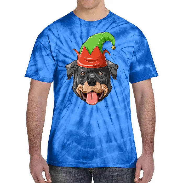 Rottweiler Elf Hat Christmas Rottweiler Gift Tie-Dye T-Shirt