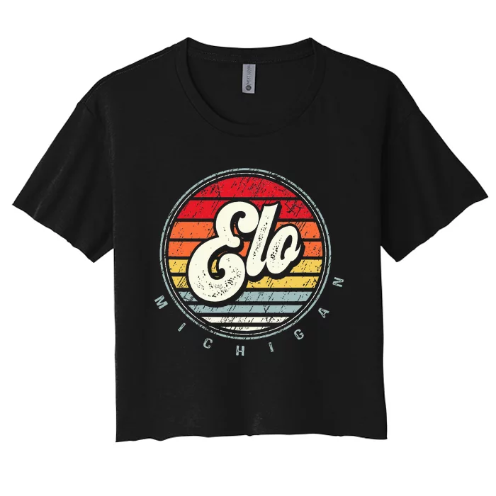 Retro Elo Home State Cool 70s Style Sunset Women's Crop Top Tee