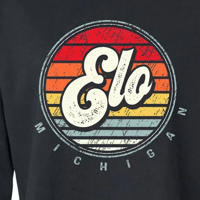 Retro Elo Home State Cool 70s Style Sunset Cropped Pullover Crew