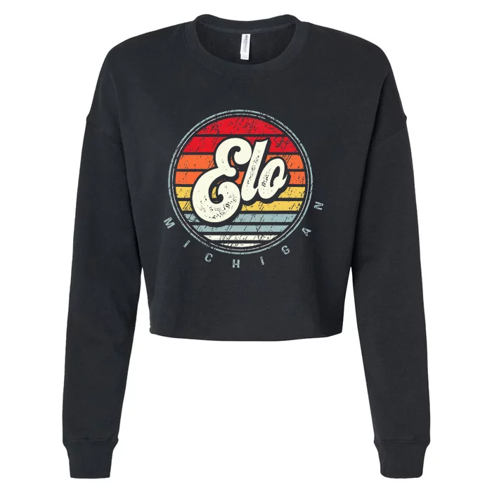 Retro Elo Home State Cool 70s Style Sunset Cropped Pullover Crew