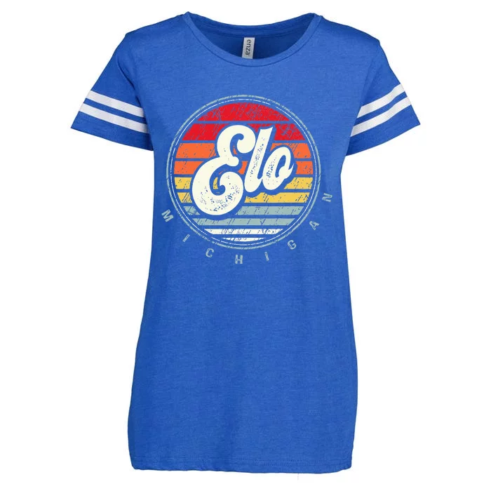 Retro Elo Home State Cool 70s Style Sunset Enza Ladies Jersey Football T-Shirt