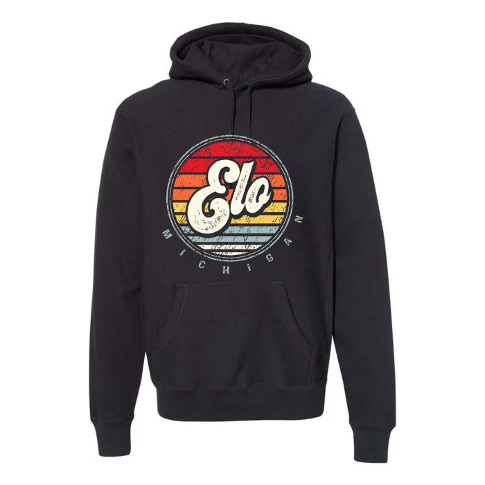 Retro Elo Home State Cool 70s Style Sunset Premium Hoodie