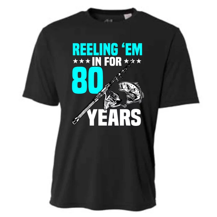 Reeling Em In For 80 Years Birthday 80th Bday Celebration Cooling Performance Crew T-Shirt