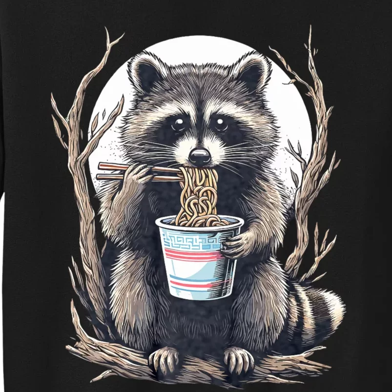 Raccoon Eating Instant Noodle Cup Funny Gifts Tall Sweatshirt