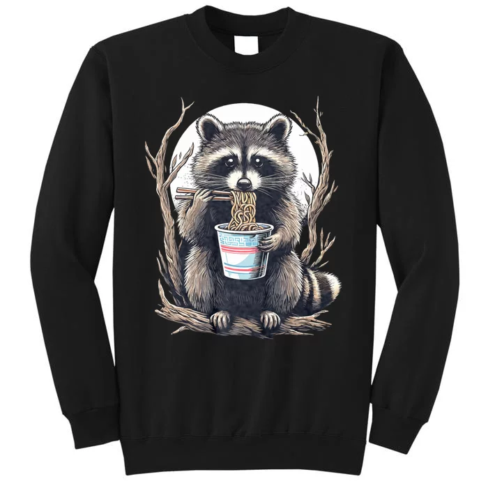 Raccoon Eating Instant Noodle Cup Funny Gifts Tall Sweatshirt