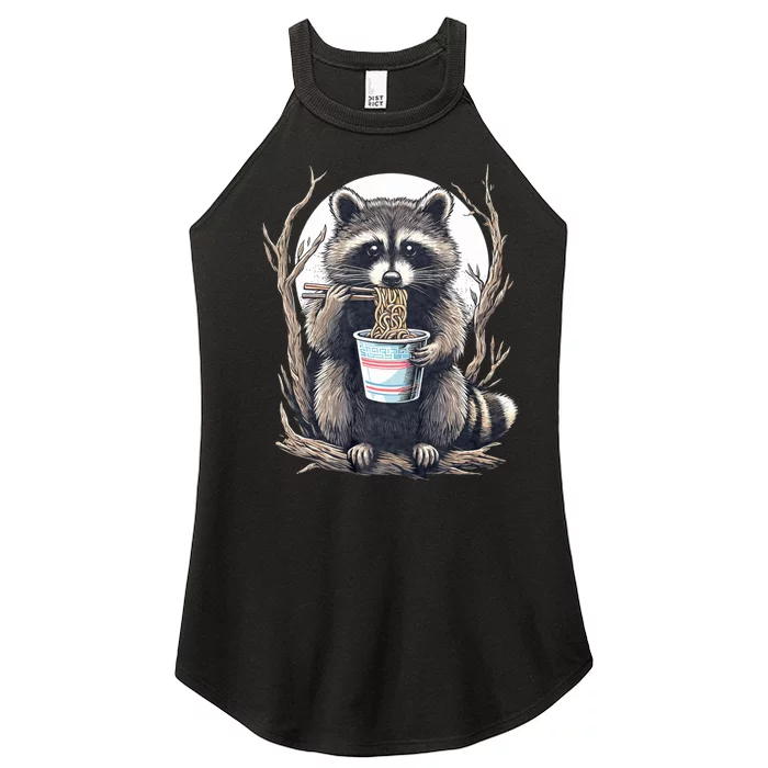 Raccoon Eating Instant Noodle Cup Funny Gifts Women’s Perfect Tri Rocker Tank