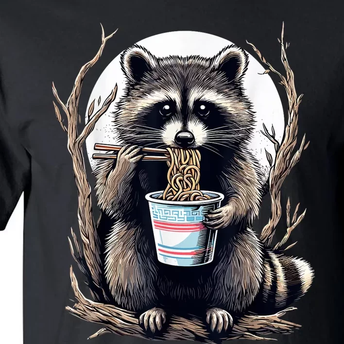 Raccoon Eating Instant Noodle Cup Funny Gifts For Women Tall T-Shirt