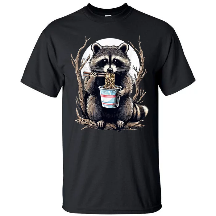 Raccoon Eating Instant Noodle Cup Funny Gifts For Women Tall T-Shirt