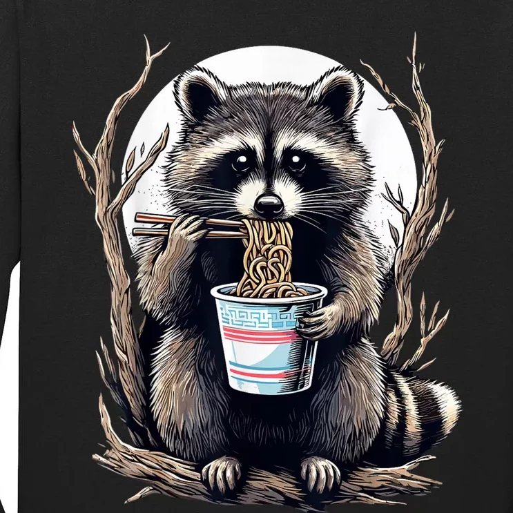 Raccoon Eating Instant Noodle Cup Funny Gifts For Women Tall Long Sleeve T-Shirt