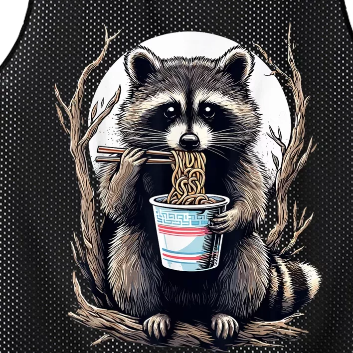 Raccoon Eating Instant Noodle Cup Funny Gifts For Women Mesh Reversible Basketball Jersey Tank