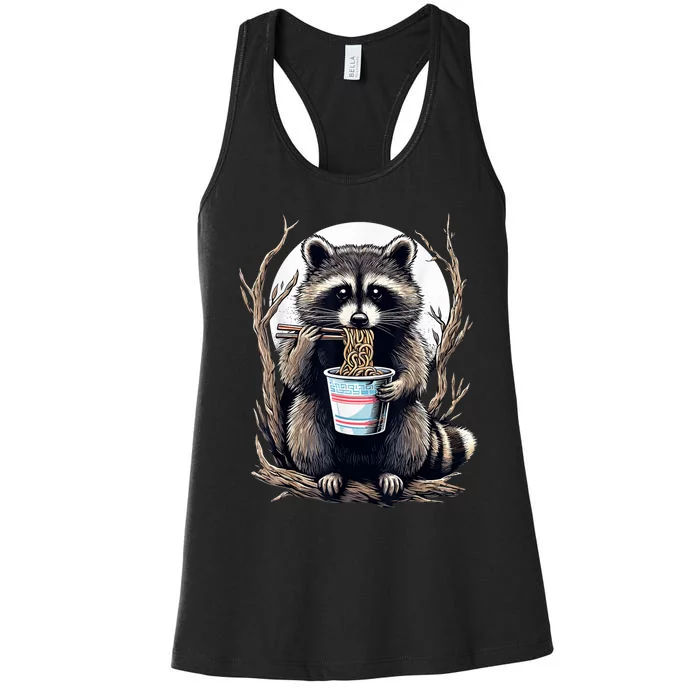 Raccoon Eating Instant Noodle Cup Funny Gifts For Women Women's Racerback Tank