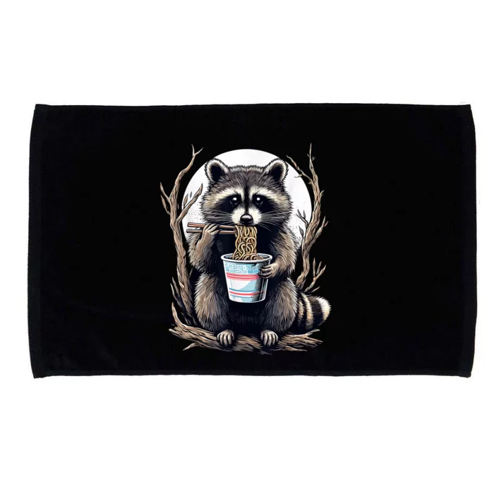 Raccoon Eating Instant Noodle Cup Funny Gifts For Women Microfiber Hand Towel