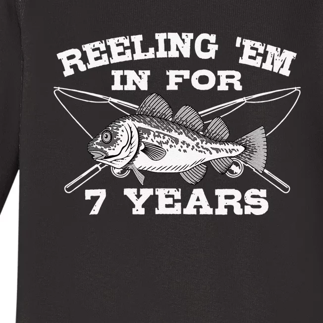 Reeling Em In For 7 Years Birthday 7th Bday Celebration Baby Long Sleeve Bodysuit