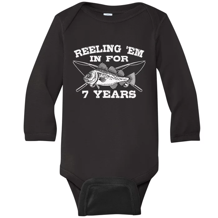 Reeling Em In For 7 Years Birthday 7th Bday Celebration Baby Long Sleeve Bodysuit