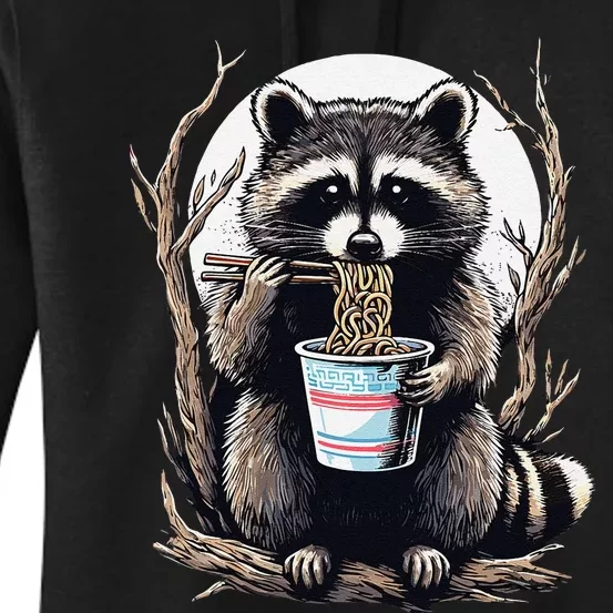 Raccoon Eating Instant Noodle Cup Funny Gifts Women's Pullover Hoodie