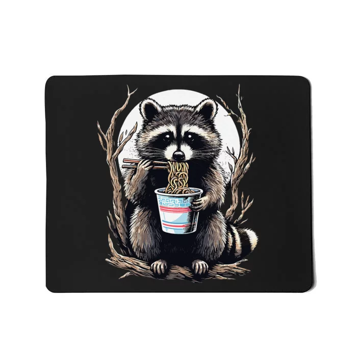 Raccoon Eating Instant Noodle Cup Funny Gifts Mousepad