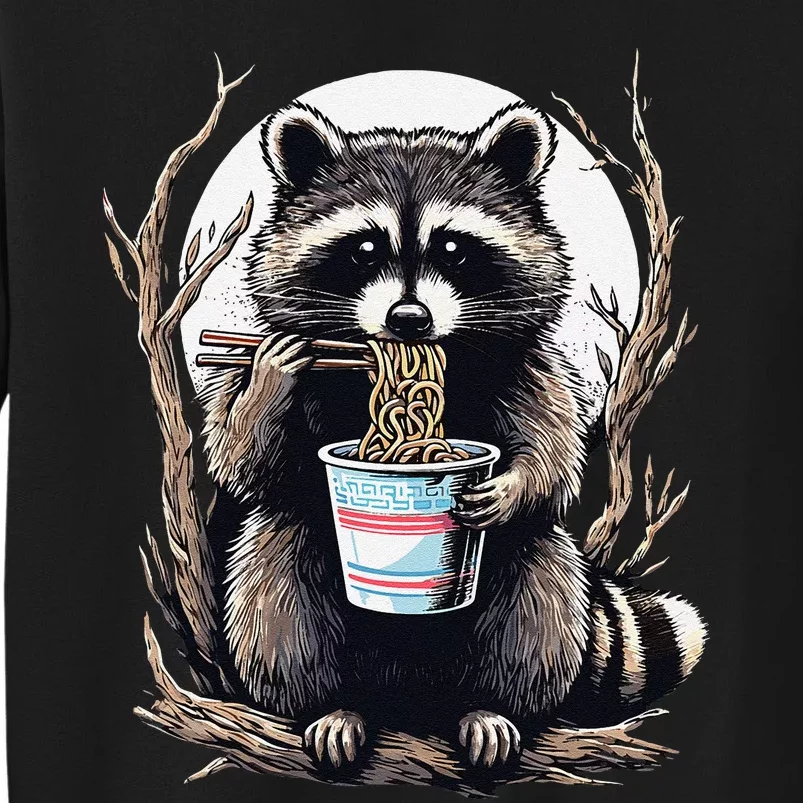 Raccoon Eating Instant Noodle Cup Funny Gifts Tall Sweatshirt