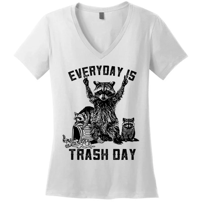 Raccoon Everyday Is Trash Day Women's V-Neck T-Shirt