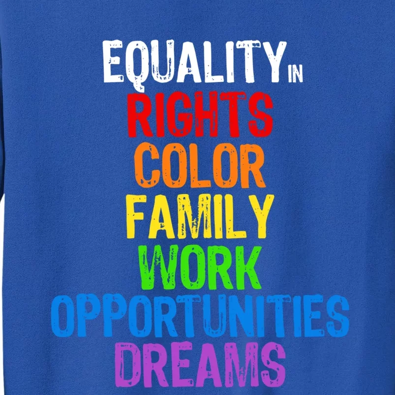 Rainbow Equality In Rights Tee Hu Rights Blm Lgbtq Pride Gift Tall Sweatshirt