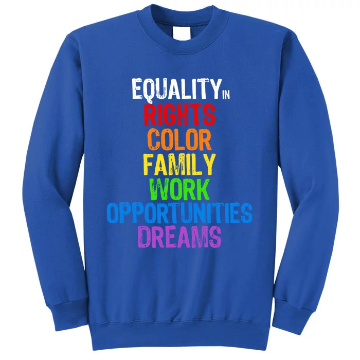 Rainbow Equality In Rights Tee Hu Rights Blm Lgbtq Pride Gift Tall Sweatshirt